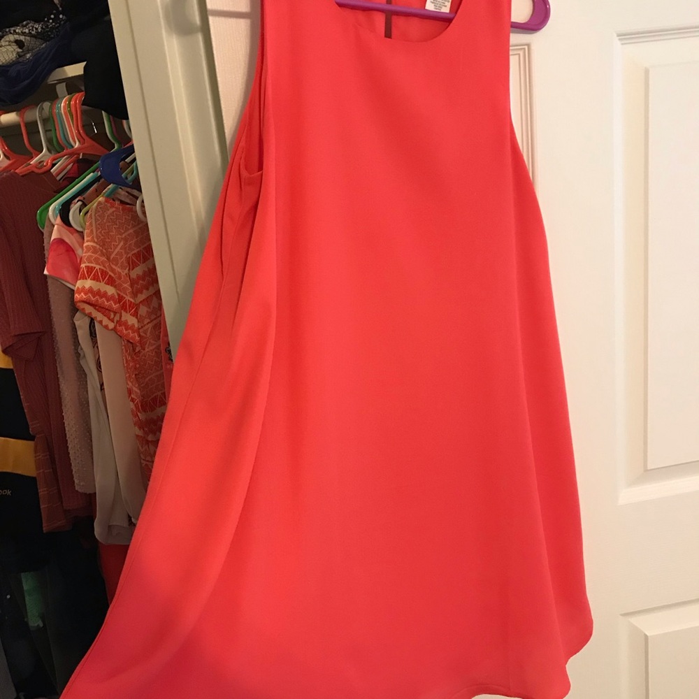 Coral Flowy Mini Dress - Picture 3 of 4
